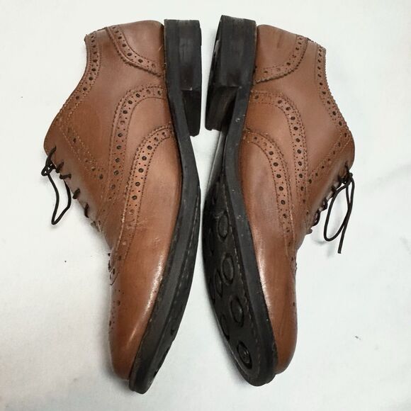 Samuel Windsor Wing Tip Shoes Brown Brogue Oxford Italian Leather BV126 - Picture 3 of 10